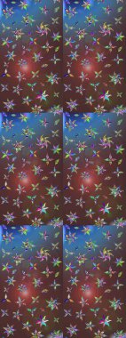 Renkli Bahar Teması eskiz kalıbı. Kahverengi ve mavi renkli çiçekler. Sevimli çiçek raster deseni. Düz Çiçek Elementleri Tasarımı.