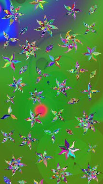 Renkli çiçekler. Raster illüstrasyonunda çiçek deseni çizimi.