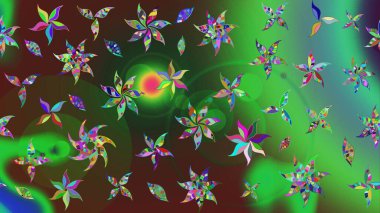 Yumuşak, bahar çiçekleri yeşil ve mor renklerde. Çiçekli yumuşak bir eskiz şekli. Raster illüstrasyonu. Raster çiçekleri klasik tarzda resmedilir..