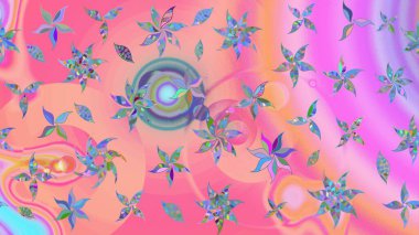 Pembe ve nötr renklerde çiçekler. Çiçek desenli eskiz. Tişört baskısı için çiçek boyama rasteriName.