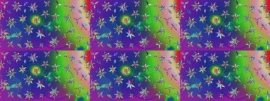 Renkli çizim kalıbı. Çiçek arkaplan. Çiçek duvar kâğıdı. Raster illüstrasyonu. Yeşil ve mavi renkli şirin tekstil.