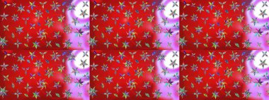 Kırmızı ve nötr renklerde etnik çiçeklerle süslenmiş zarif bir eskiz. Raster Çiçek İllüstrasyonu güzel tekstil..