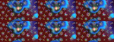 Kırmızı ve mavi renkte yaprakları olan yabani çiçekler. Suluboya, elle çizilmiş. Eskiz arkaplan modeli. Raster illüstrasyonu.