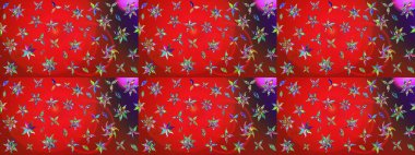 Kırmızı ve kahverengi renkte çiçekler. Çiçekli karalama şeklinde Raster çiçek deseni. Nazikçe, güzel çiçek arkaplanı..