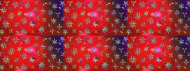 Kırmızı ve mor renkli Asya tekstili. Suluboya çiçekli çiçek deseni. Raster illüstrasyonu.