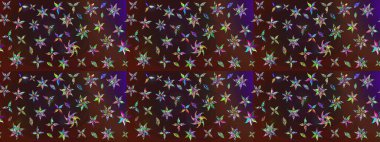 Raster illüstrasyonu. Çiçek deseni. Kahverengi ve mor renkli çiçekler. Kahverengi ve mor renkli çiçek çizimi. Şatafatlı bahar bahçesi dokusu.