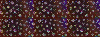 Kahverengi ve mor renklerde. 3D çiçekler, eskiz. Raster illüstrasyonu.