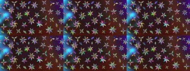 Renkli Bahar Teması eskiz kalıbı. Düz Çiçek Elementleri Tasarım Raster illüstrasyonu. Kahverengi ve mor renkli çiçekler. Çiçek eskiz kalıbı geçmişi.