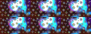 Klasik taslak çizimi. Raster çiçek izi. Çiçeksel kahverengi ve mavi çizim deseni. Raster Yumuşak kumaş deseni.