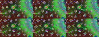 Çiçek desenli çizim. Raster illüstrasyonu. Asya tekstil tarzında. Güzel kumaş deseni. Renkli Bahar Teması eskiz kalıbı. Düz Çiçek Elementleri Tasarımı.