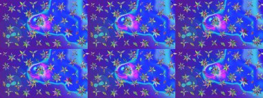 Taslak dekoratif arka plan, çiçek mandala. Çiçek. Raster illüstrasyonu. Mavi ve mor renklerde.