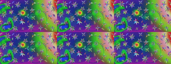 Çizim çiçek deseni duvar kâğıdı olarak kullanılabilir. Yeşil ve mavi renkte çiçekler. Raster illüstrasyonu.