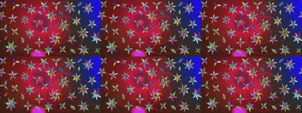 Küçük renkli çiçekler. Kırmızı ve kahverengi çiçekli bahar çiçekleri. Moda baskıları için zarif bir şablon. Motley illüstrasyonu. Küçük çiçekte şirin desenler.