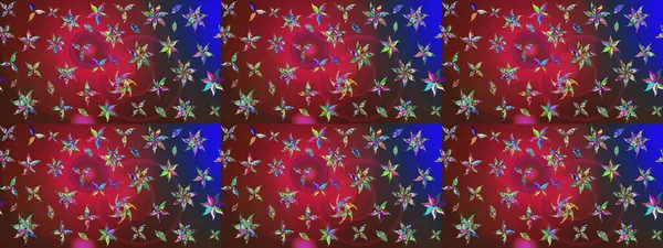 Çiçek desenli eskiz, darbeler, sıçramalar, yaz çiçekleri. Raster illüstrasyonu. Kırmızı ve kahverengi renkte çiçekler.