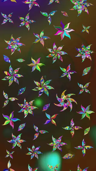 Düz Çiçek Elementleri Tasarımı. Raster Modaya uygun kumaş deseni. Renkli Bahar Teması eskiz kalıbı. Kahverengi ve gri renkli şirin çiçek deseni.