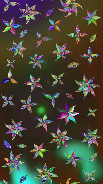 Suluboya resim taklit Raster çizimi. El çizimi, soyut ve süslü elementler. Yaz çiçekleri teması. Kahverengi ve yeşil renkler. Klasik çiçekler..