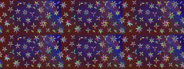 Mor ve mor renkli bitkilerden oluşan parlak çiçekli çizim deseni.