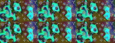 Raster çiçek desenli çiçek deseni, yapraklar, dekoratif elementler, sıçrama, lekeler, el çizimi kontur çizgileri ve Doodle çizim stili, grafik raster çizim çizimi.