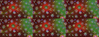 Şirin çiçek elementleri. Raster illüstrasyonu. Taslak desenli, modaya uygun kumaş deseni. Renkli Bahar Teması eskiz kalıbı. Düz Çiçek Elementleri Tasarımı.