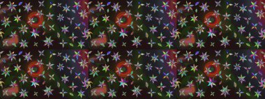 Renkli çiçekler. Küçük çiçekteki sevimli çiçek deseni. Raster illüstrasyonu.