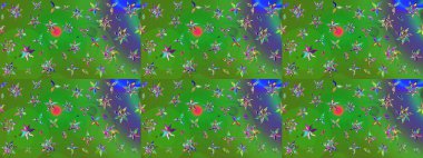 Raster güzel bir çiçek deseni çizmiş. Bahar mevsimi. Tatil havası. Nazik romantik baskı. Renkli çiçekler.