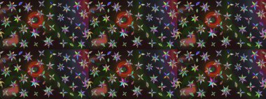 Renkli çiçekler. Küçük çiçekteki sevimli çiçek deseni. Raster illüstrasyonu.