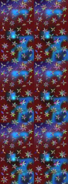 Güzel kumaş deseni. Raster suluboya deseni, narin çiçekler, mavi ve kahverengi çiçekler, tebrik kartı şablonu..