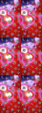 Raster illüstrasyonu. Kırmızı ve pembe renklerde. Çiçek. Taslak dekoratif arka plan, çiçek mandala.