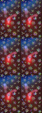 Renkli Yaz Temalı eskiz kalıbı. Düz Çiçek Elementleri Tasarımı. Kahverengi ve mor renkli çiçekler. Çiçekli retro deseni çiz.