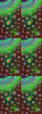 Yeşil ve kahverengi kıvırcık çiçekler yeşil ve kahverengi renklerde şekillenirler. Klasik çiçek tasarımı elementleri. Raster illüstrasyonu.