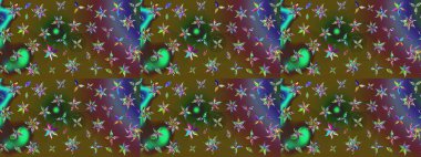 Renkli etnik çiçeklerle süslenmiş zarif bir eskiz şekli. Raster Çiçek İllüstrasyon Şirin Tekstil.