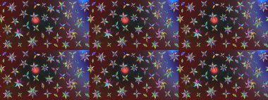 Çiçek desenli eskiz, darbeler, sıçramalar, yaz çiçekleri. Renkli çiçekler. Raster illüstrasyonu.