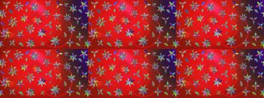 Kırmızı ve kahverengi renkte çiçekler. Renkli bahar temalı eskiz kalıbı. Çiçekli çiçek deseni, suluboya. Düz Çiçek Elementleri Tasarım Raster illüstrasyonu.