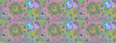 Raster illüstrasyonundaki çiçek desenli çizim. Renkli Bahar Teması eskiz kalıbı. Tarafsız ve yeşil renklerde çiçekler. Düz Çiçek Elementleri Tasarımı.