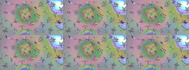 Üzerinde gelincikler ve vadi zambakları olan renkli çiçek desenli nakış deseni. Tekstil tasarımı için doğal ve yeşil renklerde geleneksel halk çiçekleri buketi.