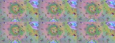 Varicoloneutral ve yeşil raster çizimi. Küçük çiçekteki sevimli çiçek deseni. Birçok nötr ve yeşil soyut çiçekli tropik çizim deseni.