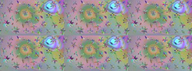 Tarafsız ve mavi çiçekli bahar çiçekleri. Küçük çiçekte güzel bir desen. Motley illüstrasyonu. Küçük renkli çiçekler. Moda baskıları için zarif bir şablon.