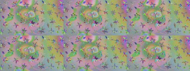 Çiçekli karalama şeklinde Raster çiçek deseni. Tarafsız ve yeşil renklerde çiçekler. Yumuşak, bahar çiçekli arka plan.