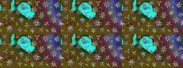 El çizimi çiçek çizimi deseni (fayans). Şirin çiçekli, desenli, yeşil ve kahverengi renkli renkli bir eskiz deseni. Tekstil için suluboya çizim deseni.