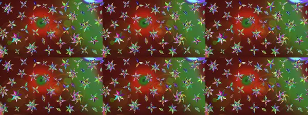 Tomurcukları papatya çiçekleri olan sevimli bir çiçek deseni. Eskiz geçmişi. Raster illüstrasyonu. Kumaş, tekstil, duvar kağıdı baskısı için. Eski usul. Miles Fleur, dandik süs.