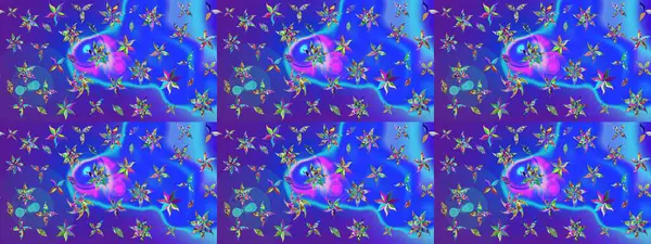 Taslak dekoratif arka plan, çiçek mandala. Çiçek. Raster illüstrasyonu. Mavi ve mor renklerde.