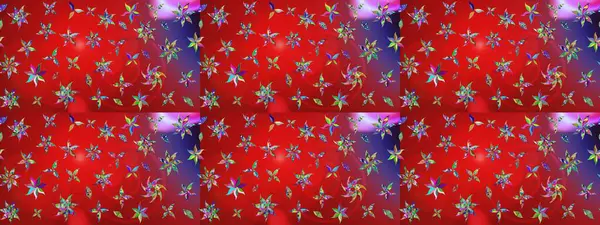 Çiçekli karalama şeklinde Raster çiçek deseni. Yumuşak, bahar çiçekli arka plan. Kırmızı ve mor renkte çiçekler.