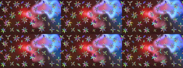 Çiçek desenli çizim. Raster illüstrasyonu. Kahverengi ve mor renkli Asya tekstili.