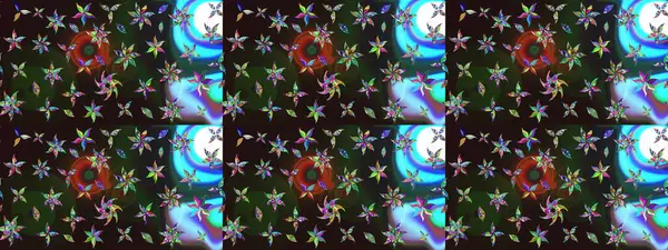 Raster illüstrasyonundaki çiçek desenli çizim. Renkli çiçekler.