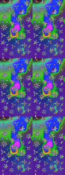 Mavi ve mor renkler üzerine çiçek desenli eskiz, el yapımı papatyalar, papatyalar. Tekrarlayan çiçek arkaplanı, zarif mavi ve menekşe çiçek duvar kağıdı.