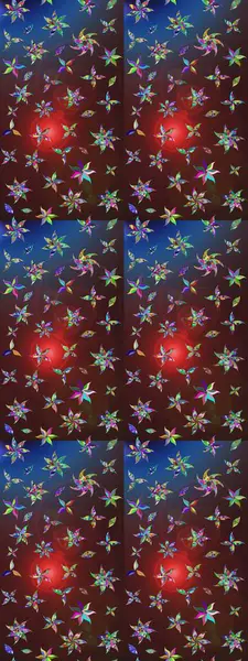 Raster illüstrasyonu. Kahverengi ve mor renkli çiçekler. Asya tekstil tarzında. Çiçek desenli çizim. Raster illüstrasyonu.