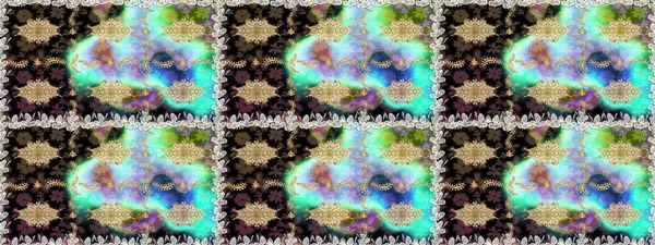 Duvar kâğıdı barok, İspanyol kumaşı. Kahverengi ve bej renklerde altın elementler. Kusursuz raster arka plan. Çiçek deseni. Şekil grafik deseni.