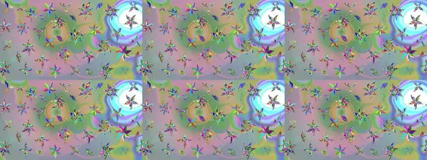 Raster illüstrasyonu. Çiçekli güzel suluboya desen. Tarafsız ve yeşil renklerde.