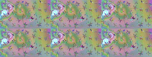 Düz Çiçek Elementleri Tasarımı. Renkli Yaz Temalı eskiz kalıbı. Raster Illustrasyon 'daki Çiçek Deseni' nin son moda çizimi. Tarafsız ve yeşil renkte çiçekler.