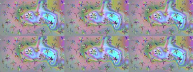 Of doodle elements. Hand drawn Raster illustration. Sketch flower pattern can be used for wallpaper, website background, wrapping paper, invitation, flyer, banner or website.